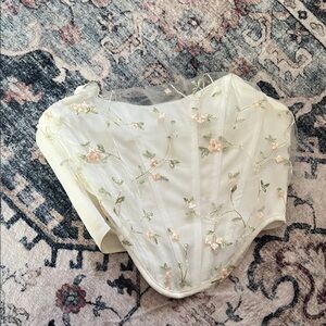 Floral Embroidered Sheer White Top